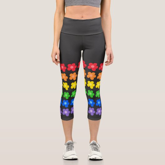 LGBT Rainbow Blume Gay Pride Freiheit und Gleichhe Capri Leggings (Vorderseite)