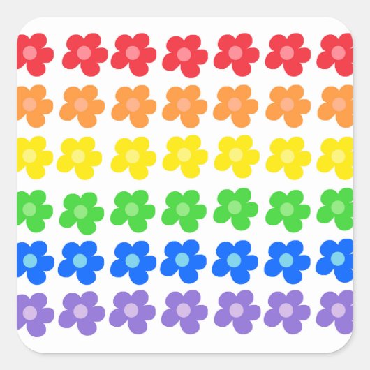 LGBT Rainbow Blume Gay Pride Freiheit und Gleichhe Quadratischer Aufkleber (Vorderseite)