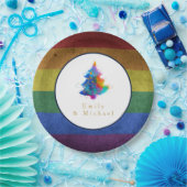 LGBT Rainbow Christmas Tree Custom Gay Pride Flag Pappteller (Party)