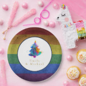 LGBT Rainbow Christmas Tree Custom Gay Pride Flag Pappteller (Party)