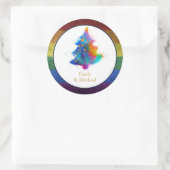 LGBT Rainbow Christmas Tree Event Personalisiert Runder Aufkleber (Tasche)