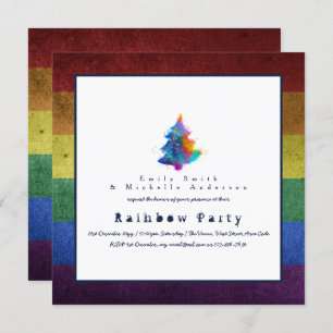 LGBT Rainbow Christmas Tree Party Gay Pride Einladung
