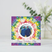 LGBT Rainbow Custom Foto Valentinstag Feiertagskarte (Stehend Vorderseite)