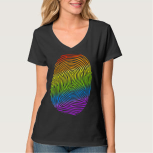 Lgbt Rainbow Fingerprint Proud Gay Lesbian Lgbt Mo T-Shirt