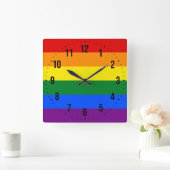 LGBT Rainbow Gay Pride Flag Quadratische Wanduhr (Zuhause)