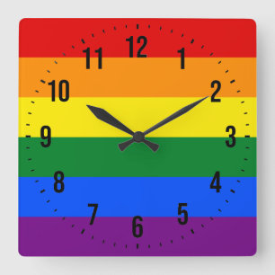 LGBT Rainbow Gay Pride Flag Quadratische Wanduhr