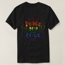 LGBT Rainbow Glitzer Peace Joy Liebe T-Shirt