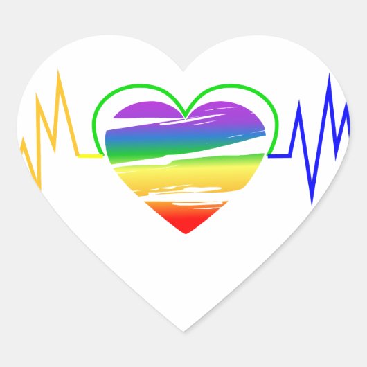 Lgbt Rainbow Heart Line Herz-Aufkleber (Vorderseite)