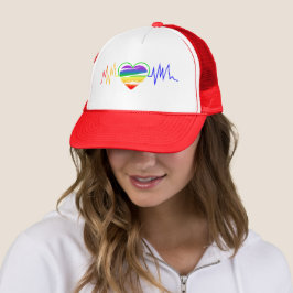 Lgbt Rainbow Heart Line Truckerkappe