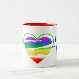 Lgbt Rainbow Heart Line Zweifarbige Tasse