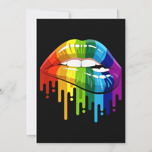 LGBT Rainbow Lip Gay Pride Einladung (Vorderseite)