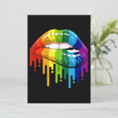LGBT Rainbow Lip Gay Pride Einladung (Stehend Vorderseite)