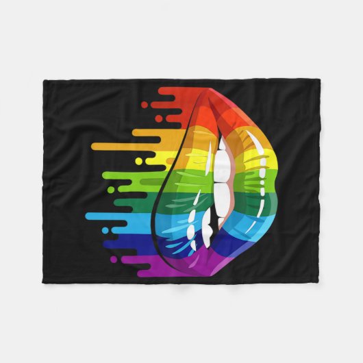 LGBT Rainbow Lip Gay Pride Fleecedecke (Vorderseite (Horizontal))