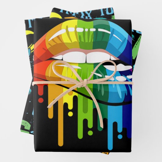 LGBT Rainbow Lip Gay Pride Geschenkpapier Set (Beispiel)