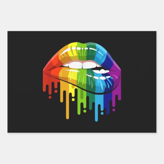 LGBT Rainbow Lip Gay Pride Geschenkpapier Set (Vorderseite)