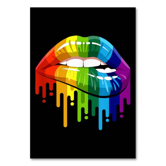 LGBT Rainbow Lip Gay Pride Tischnummer (Vorderseite)