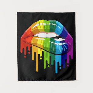 LGBT Rainbow Lip Gay Pride Wandteppich