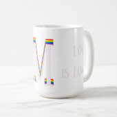 LGBT Rainbow Monogram Custom Text Liebe ist Liebe Kaffeetasse (VorderseiteRechts)