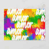 LGBT Rainbow-Pinselstriche Amor Kalligraphie P Postkarte (Vorderseite)