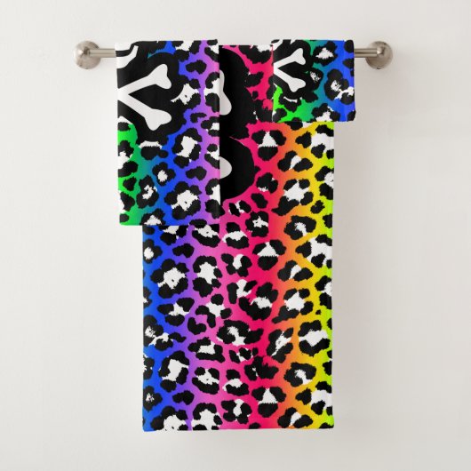 LGBT Rainbow Piratenflagge Leopard Print Badhandtuch Set (Insitu)