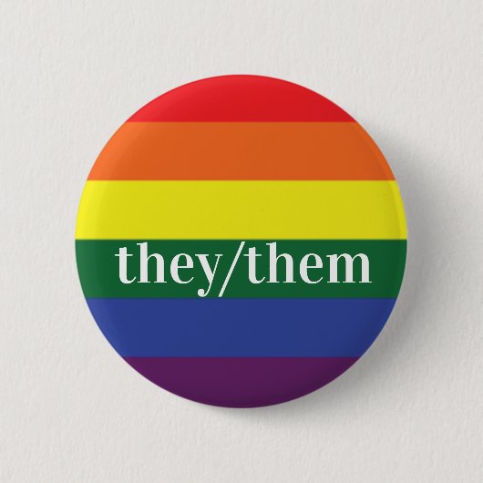 LGBT Rainbow Pride Flag Pronoun-Taste sie/sie Button (Vorderseite)