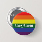 LGBT Rainbow Pride Flag Pronoun-Taste sie/sie Button (Vorne & Hinten)