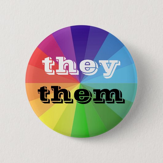 LGBT Rainbow Pride Flag Pronoun-Taste sie/sie Button (Vorderseite)
