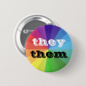LGBT Rainbow Pride Flag Pronoun-Taste sie/sie Button (Vorne & Hinten)