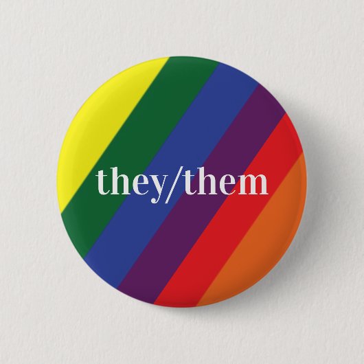 LGBT Rainbow Pride Flag Pronoun-Taste sie/sie Button (Vorderseite)