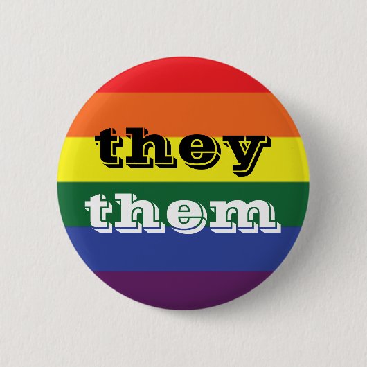 LGBT Rainbow Pride Flag Pronoun-Taste sie/sie Button (Vorderseite)