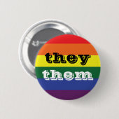 LGBT Rainbow Pride Flag Pronoun-Taste sie/sie Button (Vorne & Hinten)
