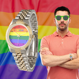 LGBT-Rainbow-Pride-Flag Zweitklone-Armbanduhr Armbanduhr
