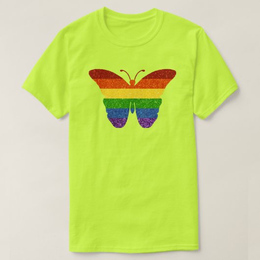 LGBT Rainbow Pride Glitzer Butterfly T-Shirt (Design vorne)
