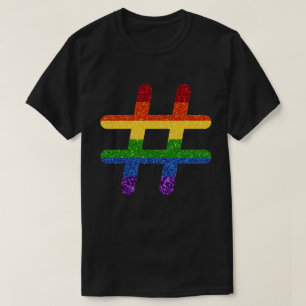 LGBT Rainbow Pride Glitzer Hashtag T-Shirt