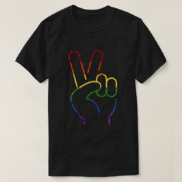 LGBT Rainbow Pride Glitzer Peace T-Shirt