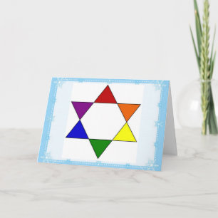 LGBT Rainbow Pride Jewish Star Chanukah Card Feiertagskarte