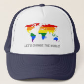 LGBT rainbow pride world map Hat Truckerkappe (Vorderseite)