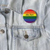 LGBT Rainbow Prilag Flag Pronoun Button Sie/sie (Beispiel)