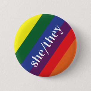 LGBT Rainbow Prilag Flag Pronoun Button Sie/sie