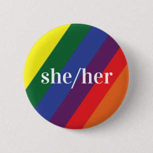 LGBT Rainbow Prilag Flag Pronoun Button Sie/sie