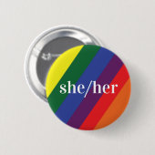 LGBT Rainbow Prilag Flag Pronoun Button Sie/sie (Vorne & Hinten)