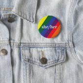 LGBT Rainbow Prilag Flag Pronoun Button Sie/sie (Beispiel)