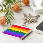LGBT Rainbow Prilag Premium Square Schlüsselanhäng Schlüsselanhänger (Seite)