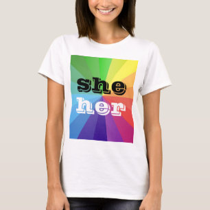 LGBT Rainbow Prilag Pronoun Sie/sie T-Shirt