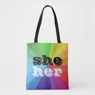 LGBT Rainbow Prilag Pronoun Sie/sie Tasche