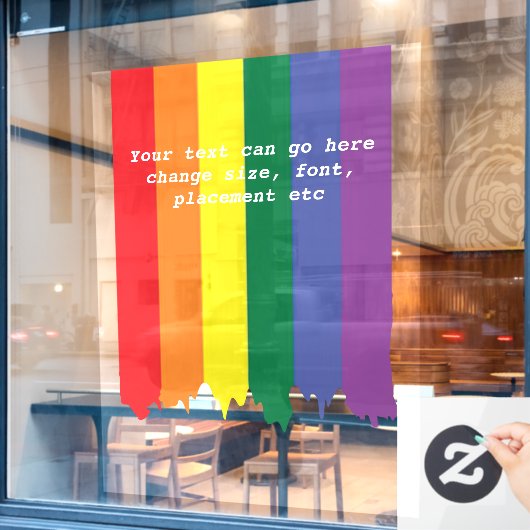LGBT Rainbow Prip Dripping Paint Personalisiert Fensteraufkleber (Café-Fenster)