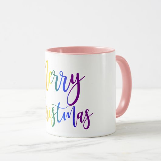 LGBT Rainbow Script Frohe Weihnachtsfeier Tasse (VorderseiteRechts)