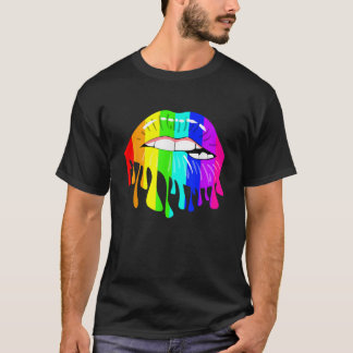LGBT Rainbow Shirt Lips Pride Gay Homosexuelle Les