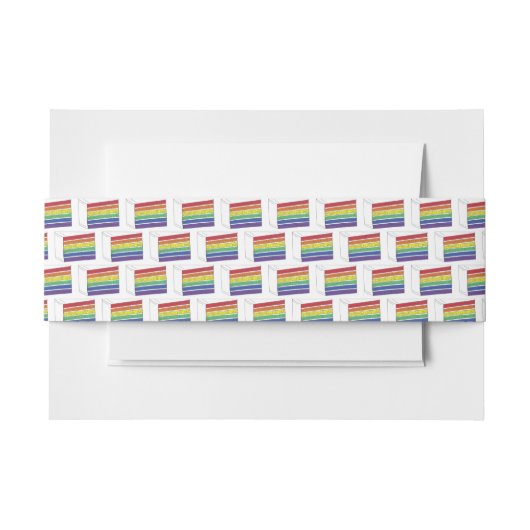 LGBT Rainbow Wedelschicht Cake Slice Gay Pride Einladungsbanderole (Vorderseite Beispiel)