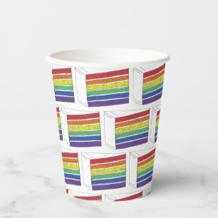 LGBT Rainbow Wedelschicht Cake Slice Gay Pride Pappbecher